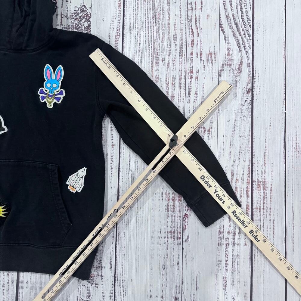 Psycho Bunny Boys L Black Patch Graphic Hoodie Cotton Streetwear - Picture 10 of 10